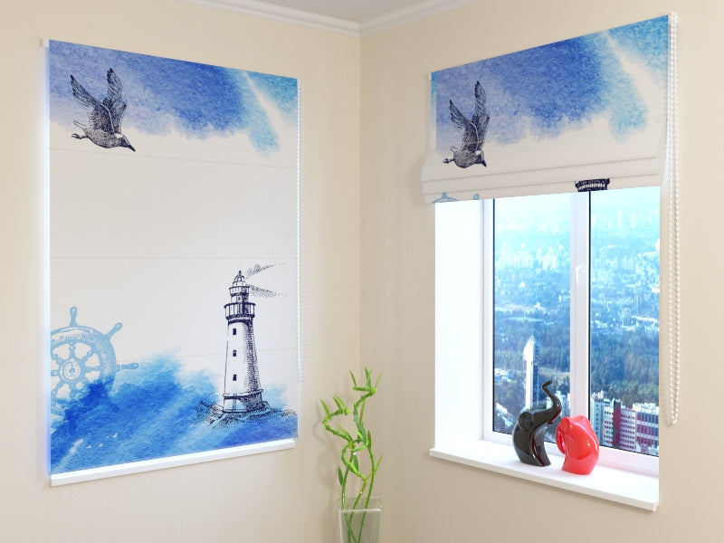 Roman Blind Nautical Watercolor Illustration