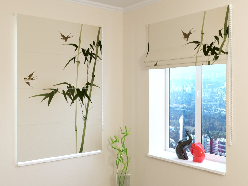 Roman Blind Painting with Swallows in Oriental Style