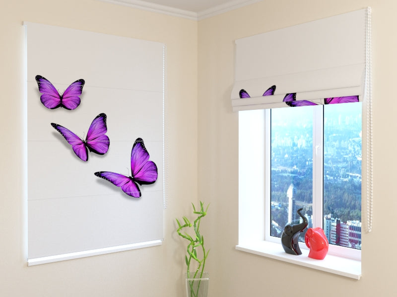 Roman Blind Purple Butterflies