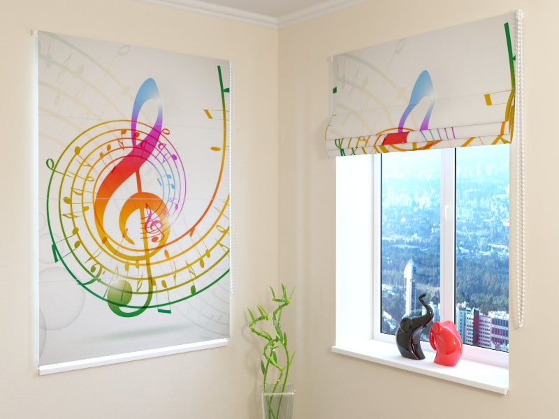 Roman Blind Stylish Сolorful Musical Abstraction