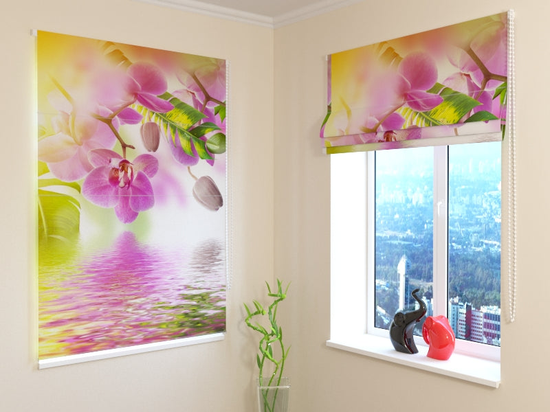 Roman Blind Summer Orchids