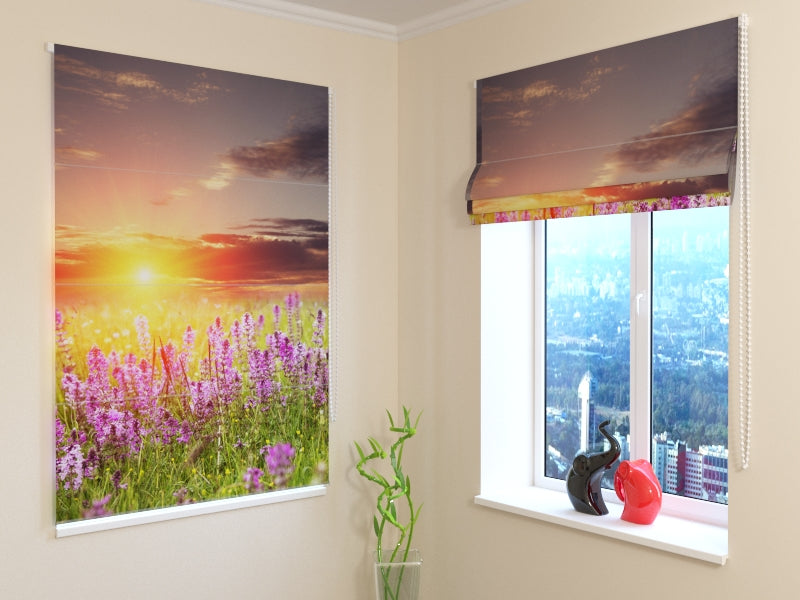 Roman Blind Sunset over Meadow