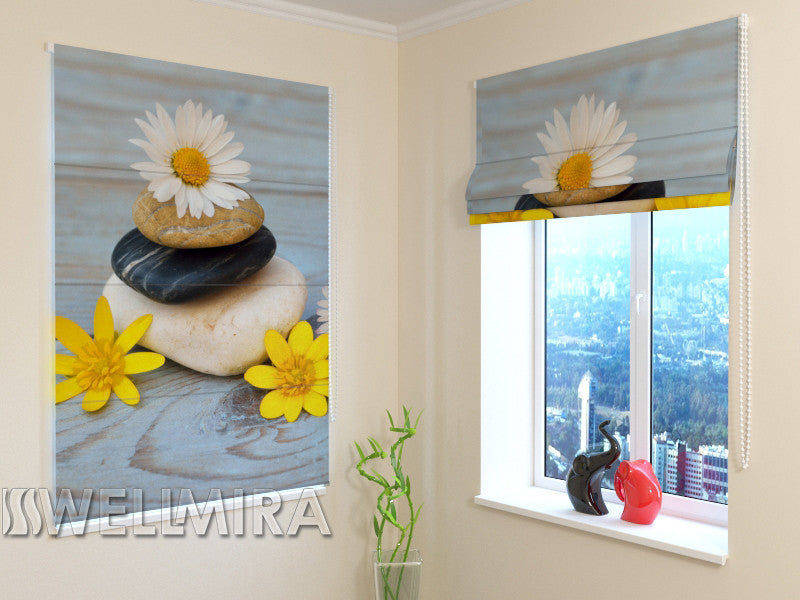 Roman Blind Camomiles and Stones - Wellmira