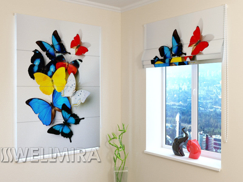 Roman Blind Colorful Butterflies - Wellmira