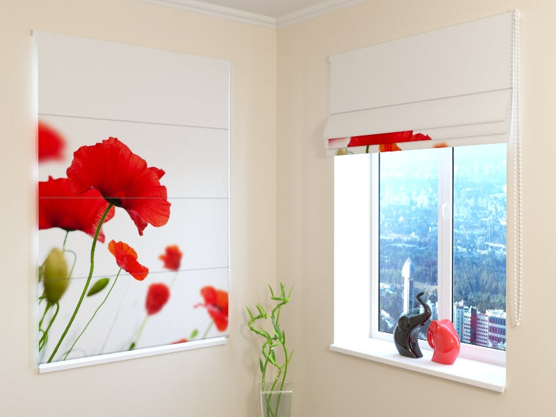 Roman Blind Red and White
