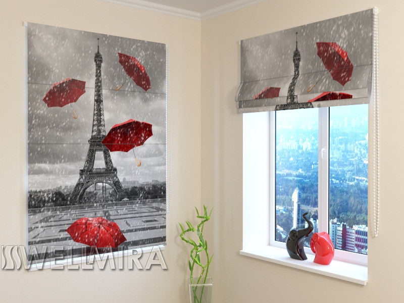 Roman Blind Red Umbrellas - Wellmira
