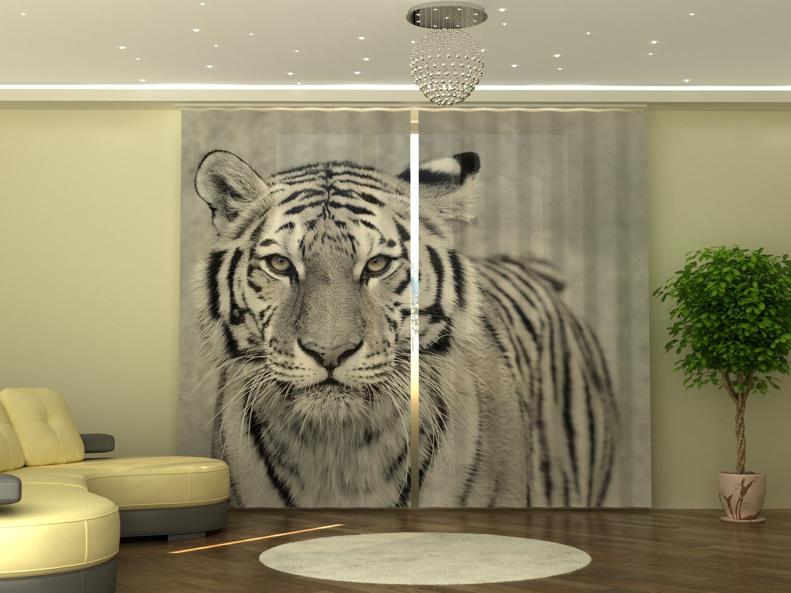 Photo-rideau Tigre Blanc L290xH245 cm