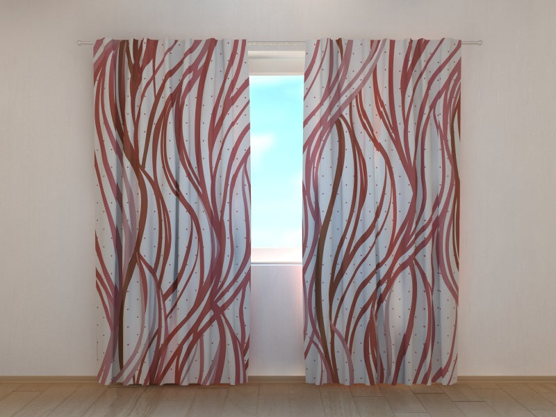 Photo Curtain Red Abstract Waves