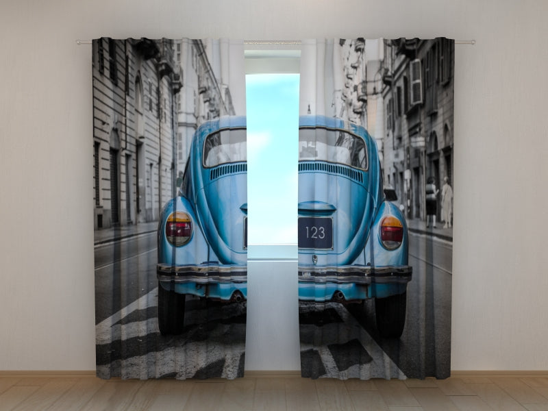Photo Curtain Retro Blue Car