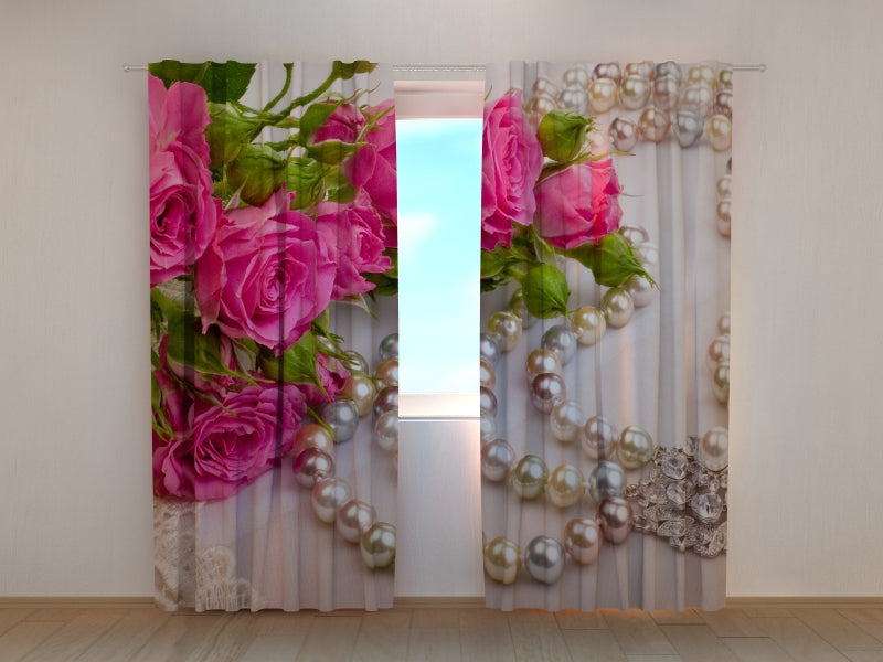 Photo Curtain Roses and Pearls - Wellmira