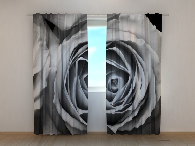 Photo Curtain Roses in Black and White Shades