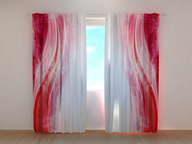 Photo Curtain Ruby Floral Abstraction