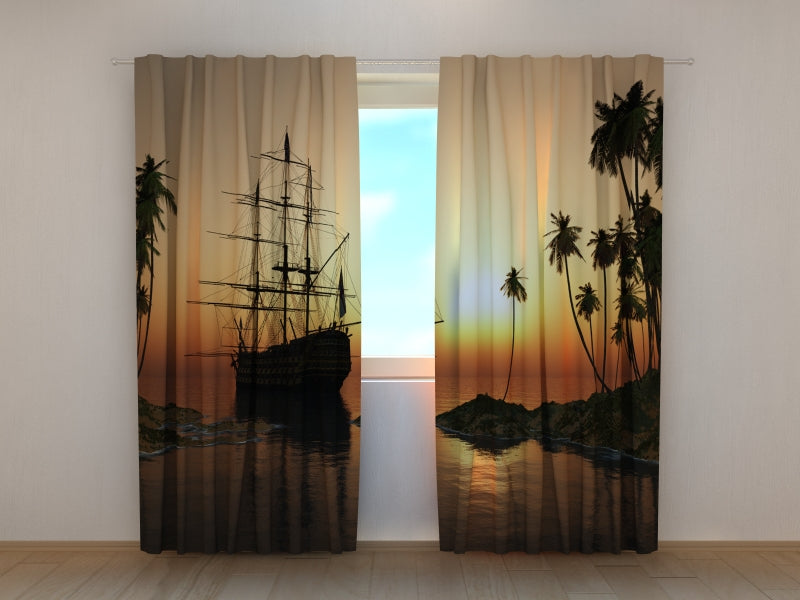 Photo Curtain Sailboat at Sunset