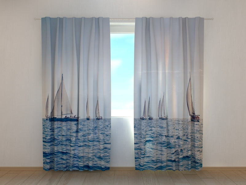 Photo Curtain Sea and Sailboats