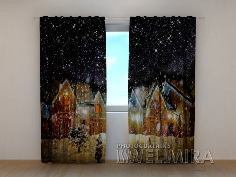 3D Curtain Snowy Night - Wellmira