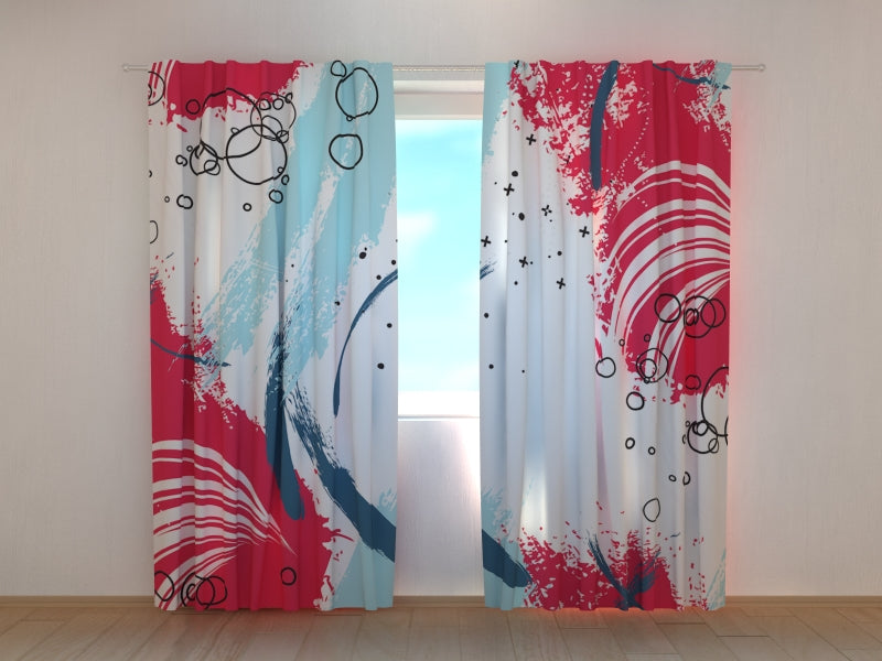 Photo Curtain Style Red and Blue Abstraction