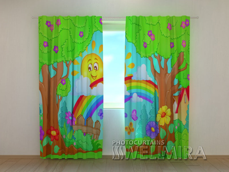 3D Curtain Sun and Rainbow - Wellmira