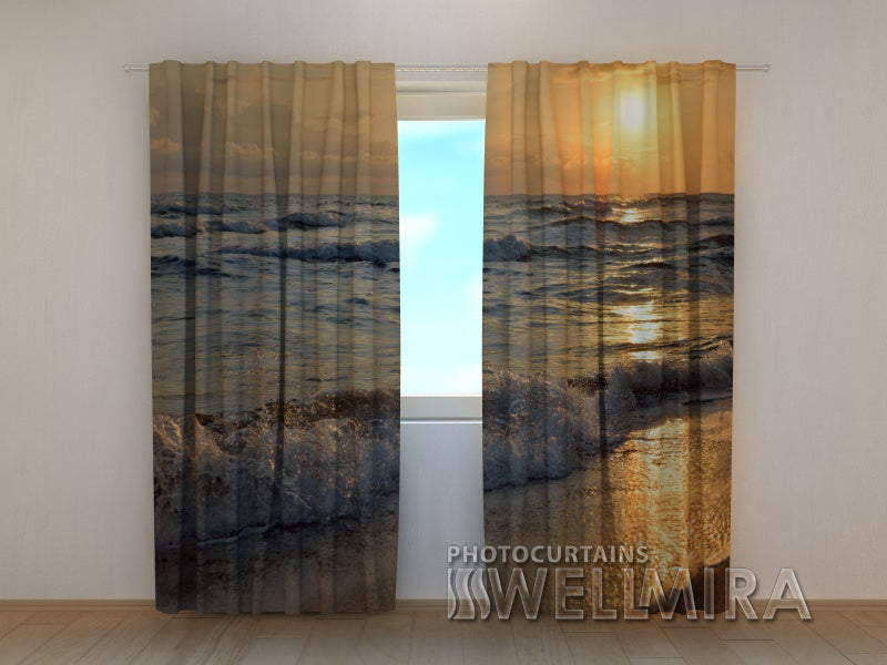 3D Curtain Sunset on the Seashore - Wellmira