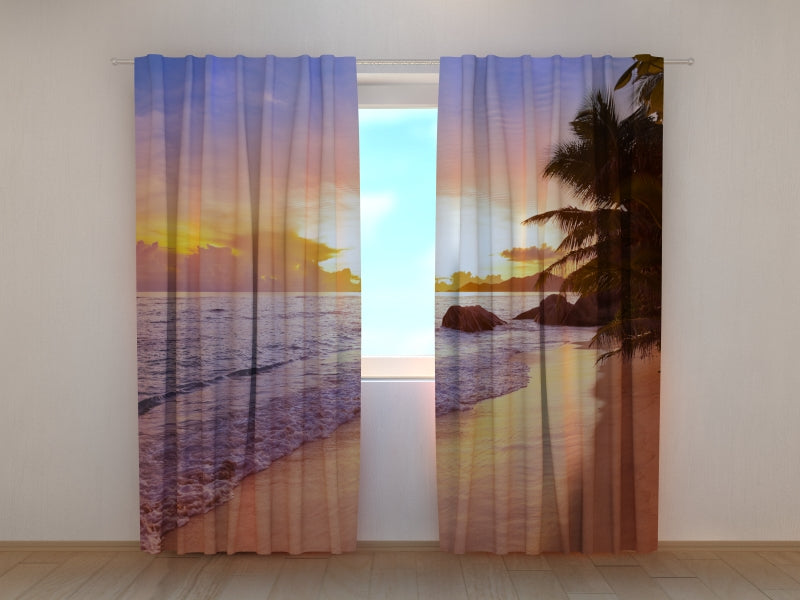 Photo Curtain Sunset on the Beach at Seychelles