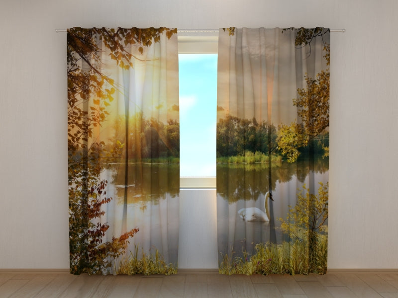 Photo Curtain Swan at Sunset