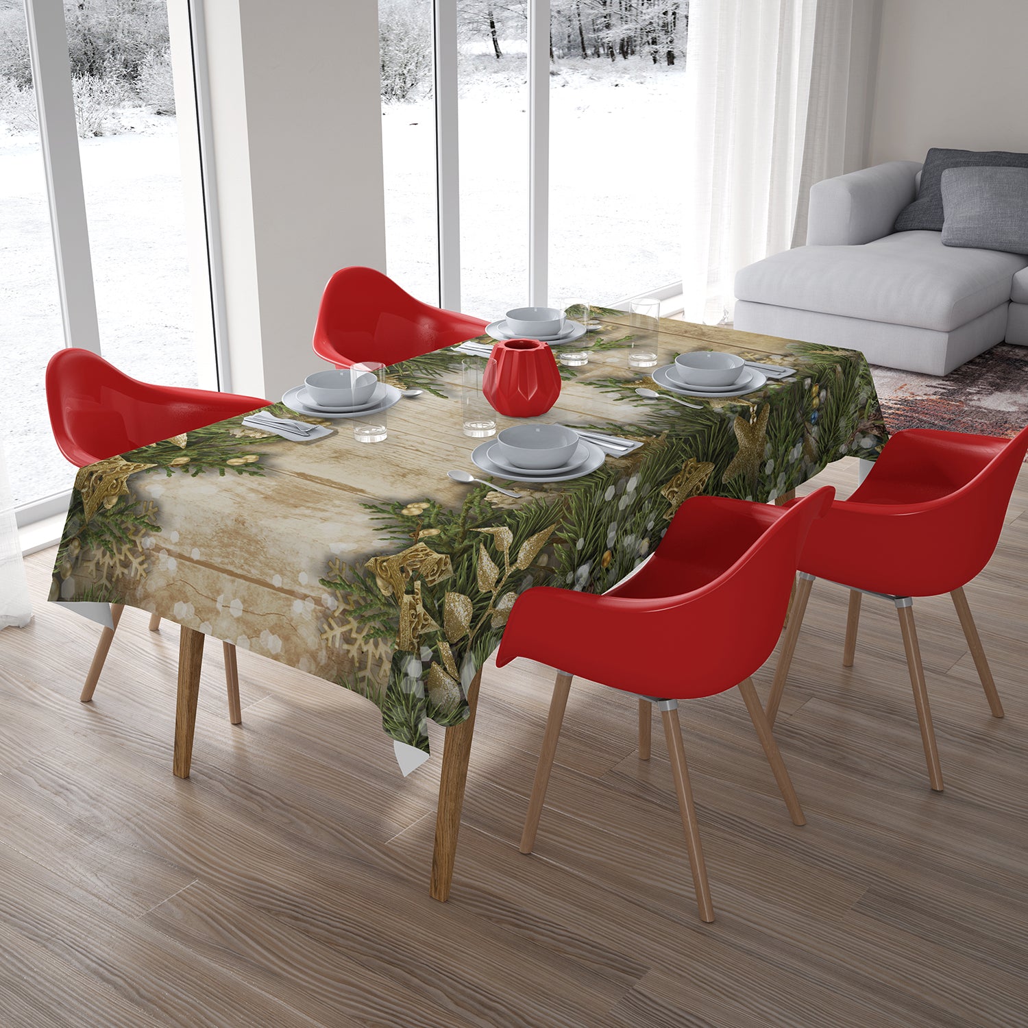 Christmas Tablecloth Fir Branches - Wellmira