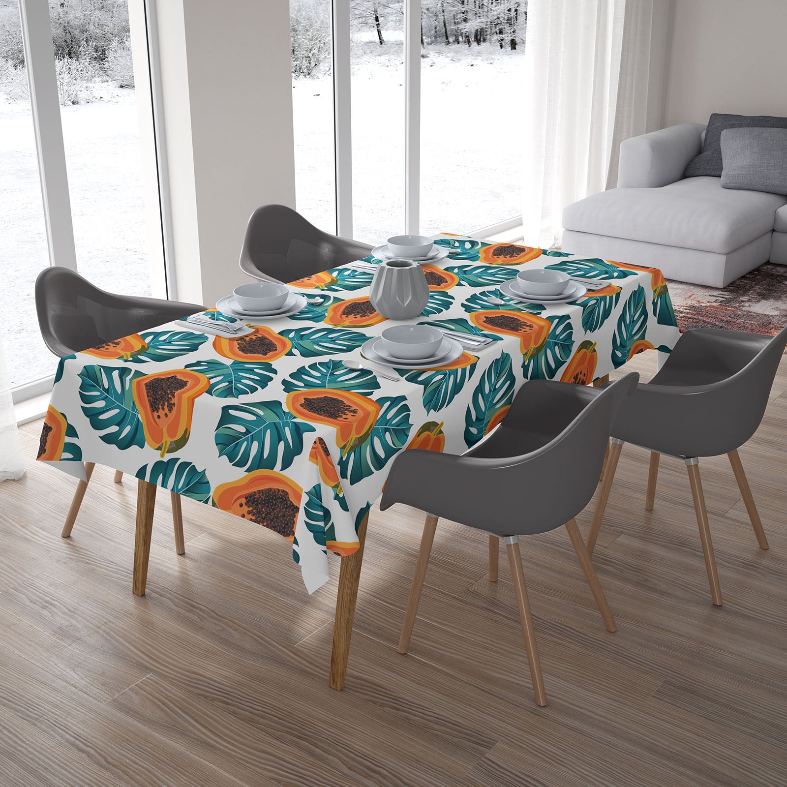 Nappe Fruit de la Passion et Feuilles Tropicales