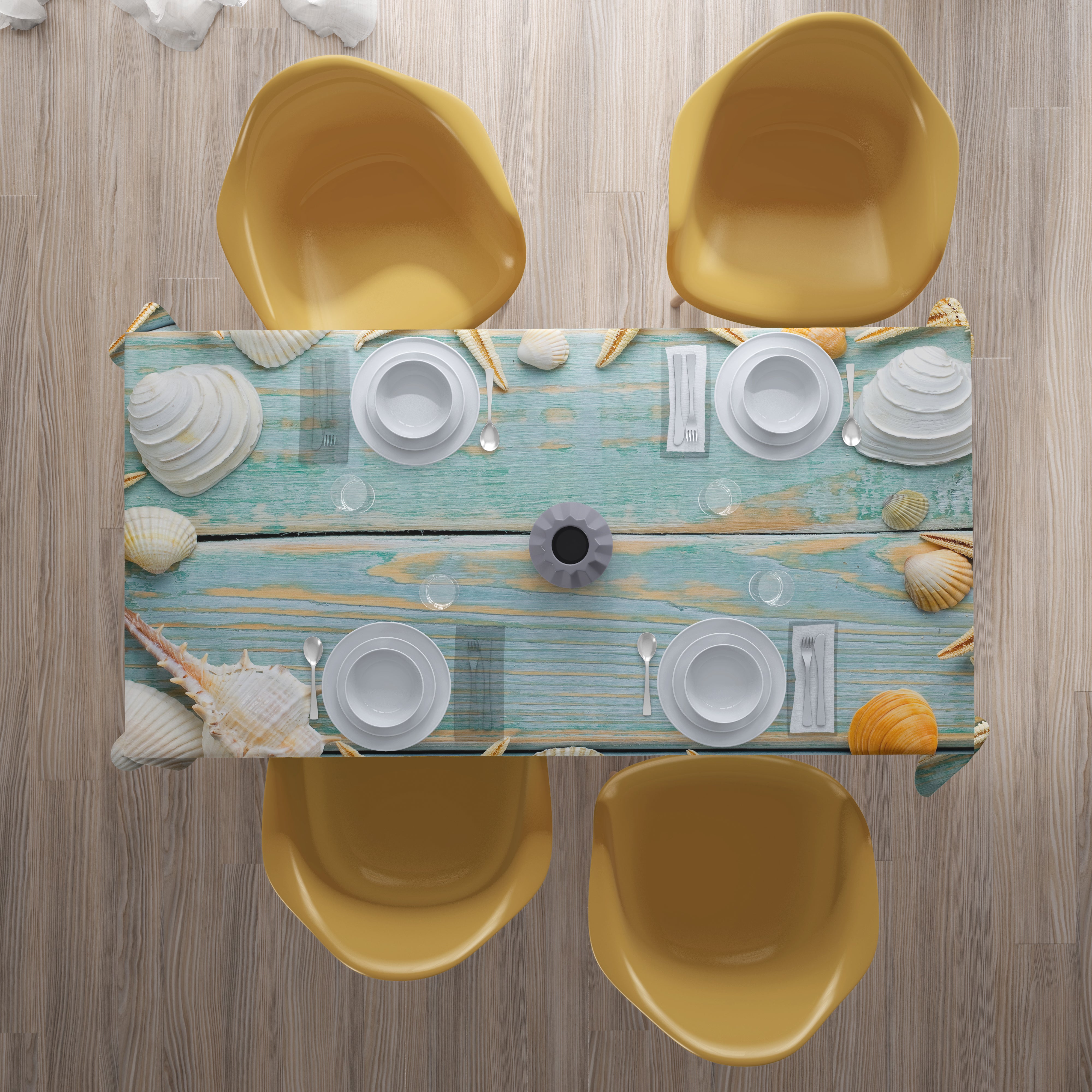 Nappe Coquillages sur Bois Vintage