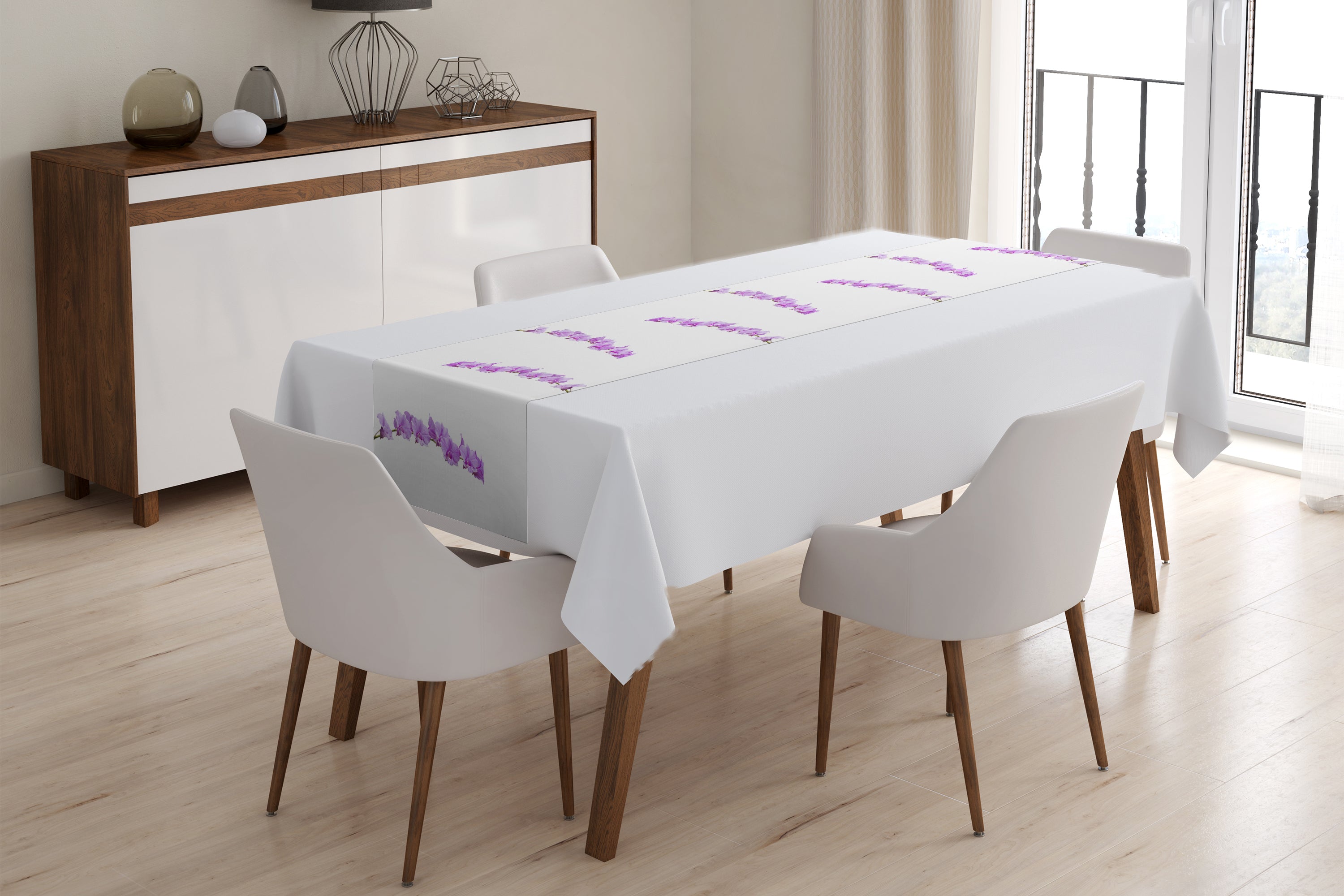 Table Runner Awesome Lilac Orchids - Wellmira
