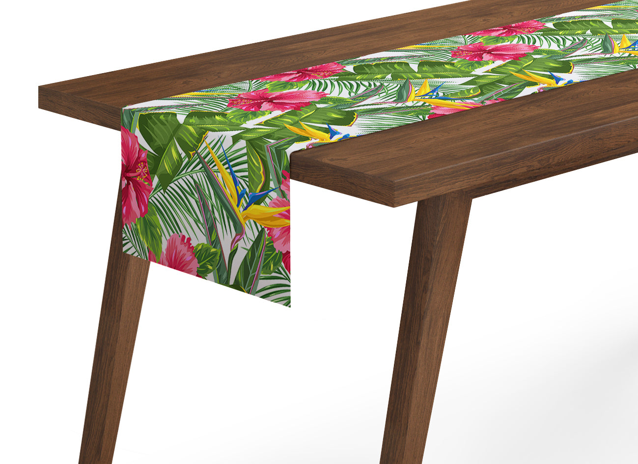 Table Runner Tropical Leaves and Strelitzia - Wellmira