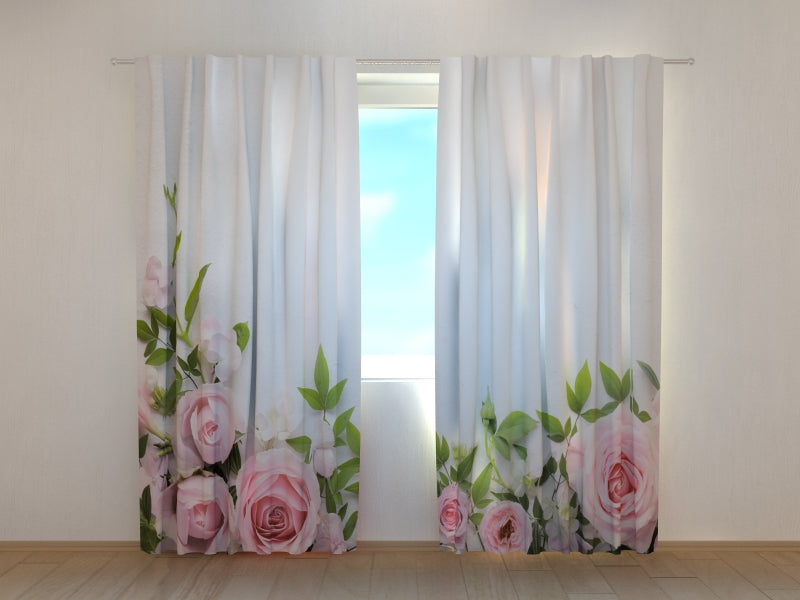 Photo Curtain Tenderness of Pink Roses