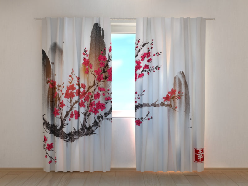 Photo Curtain Traditional Japanese Painting Happiness