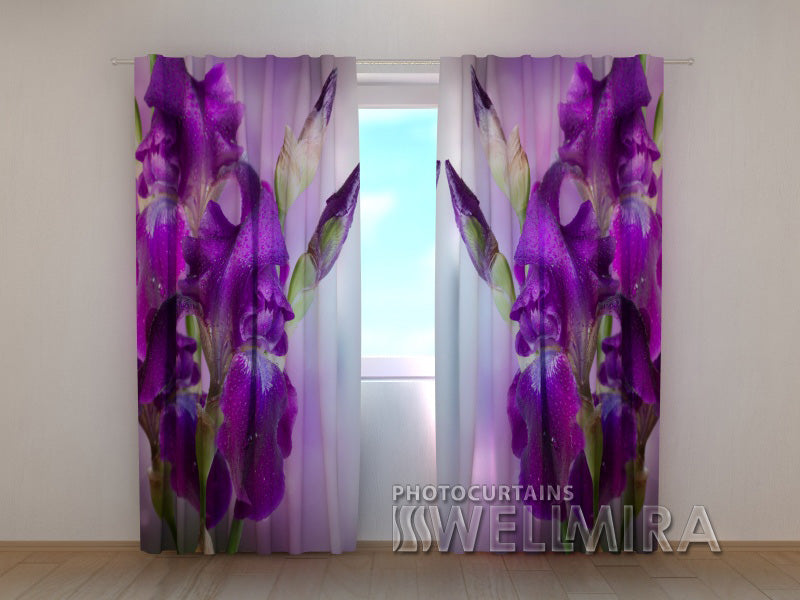 Photo Curtain Velvet Irises - Wellmira