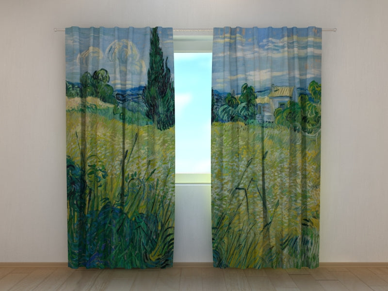 Photocurtain Green Wheat Field with Cypress Vincent van Gogh - Wellmira