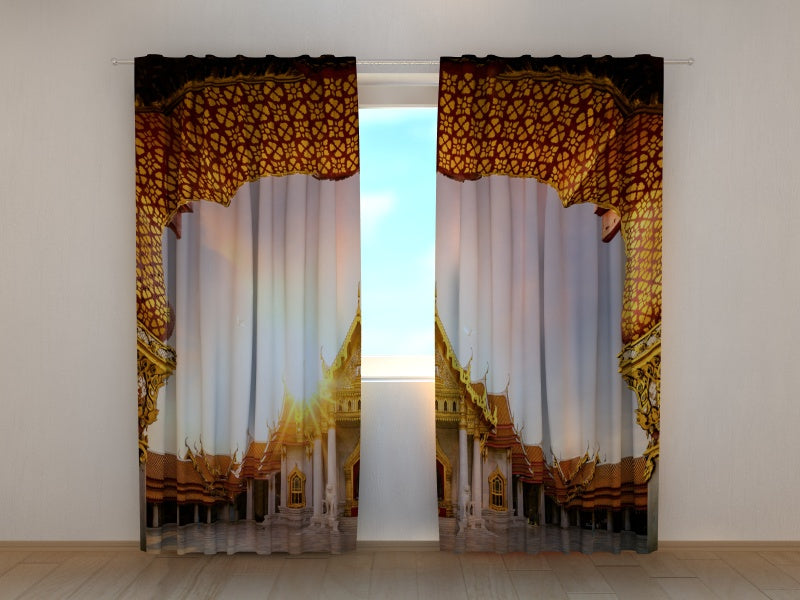 Cortina fotográfica Wat Benchamabophit en la ciudad de Bangkok