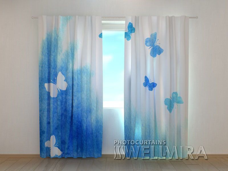 3D Curtain Watercolor Butterflies - Wellmira