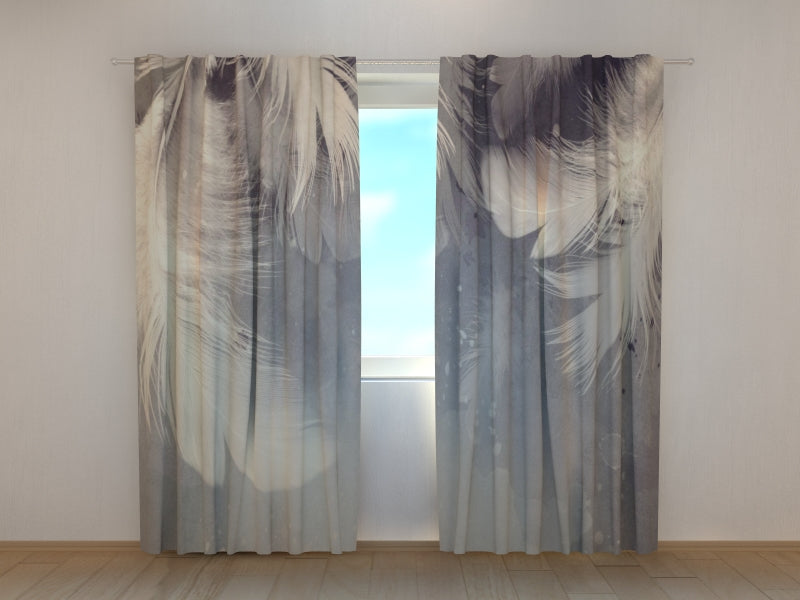 Photo Curtain White Feathers