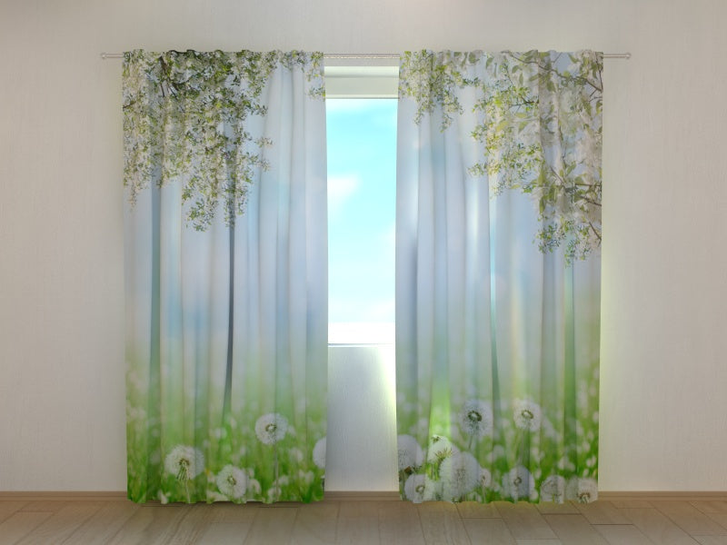 Photo Curtain White Dandelions