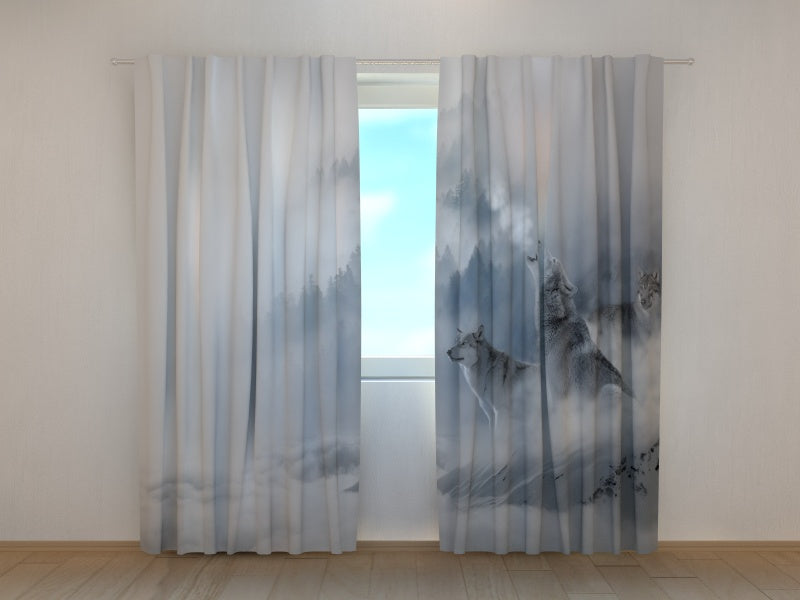 Photo Curtain Wolves in Mist