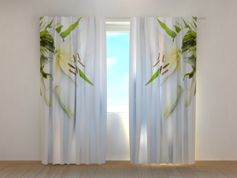 Photo Curtain Wonderful White Lilies