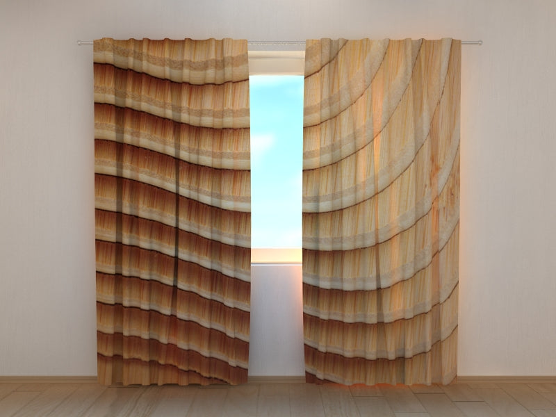 Photo Curtain Wood Abstract Waves