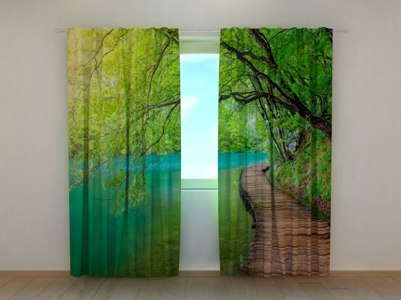 Photo Curtain Wooden Path in the Forest