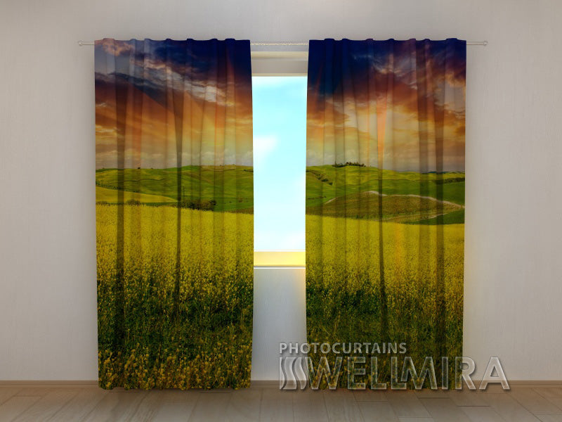 Photo Curtain Yellow Field - Wellmira