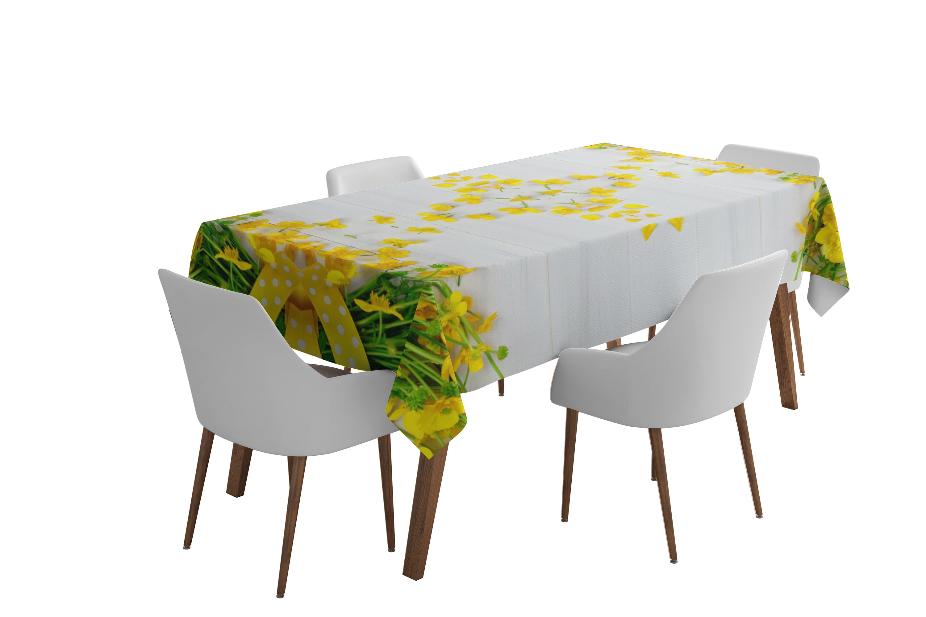 Tablecloth Yellow flowers on the white 2 - Wellmira