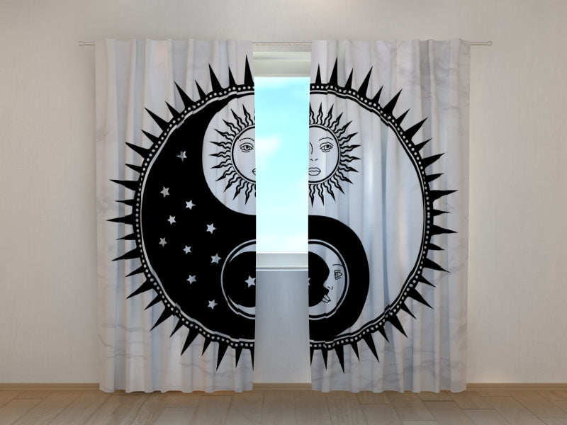 Photo Curtain Yin Yang with Moon and Sun