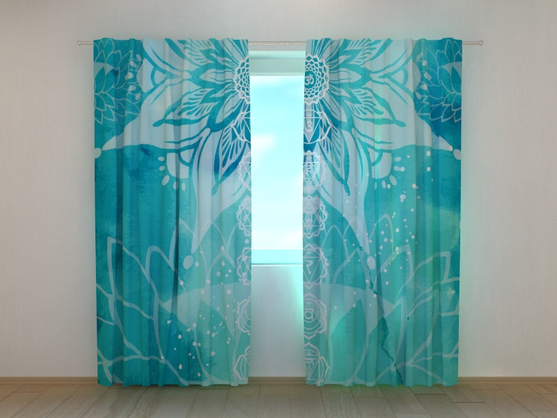 Rideau photo Symboles de Yoga et Lotus