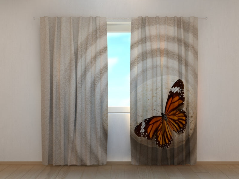 Photo Curtain Zen Stone with Butterfly
