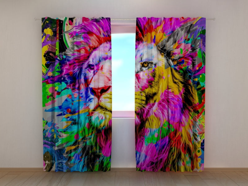 Photo Curtain Сreative Colorful Lion