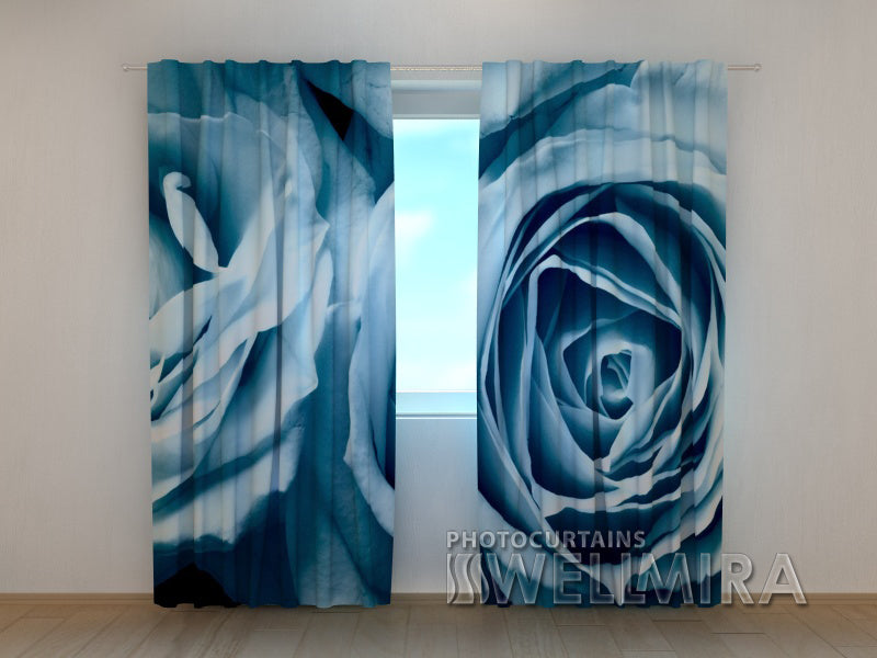 Photocurtain Roses in Blue Shades - Wellmira